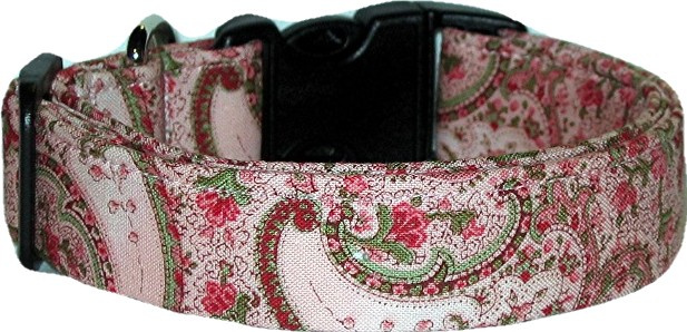 Pretty Pink Paisley Handmade Dog Collar